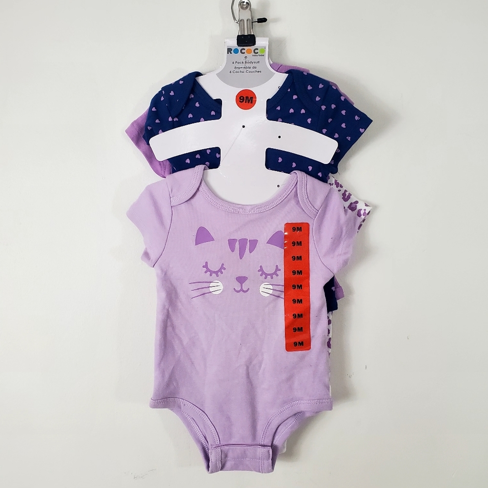 NWT/Rococo Baby 4 Piece Bodysuit Purple Set / 100% Cotton